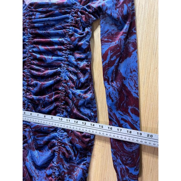 Wild Fable - Women's Long Sleeve Ruched Velvet Bodycon Dress - Blue - Small - Picture 7 of 16